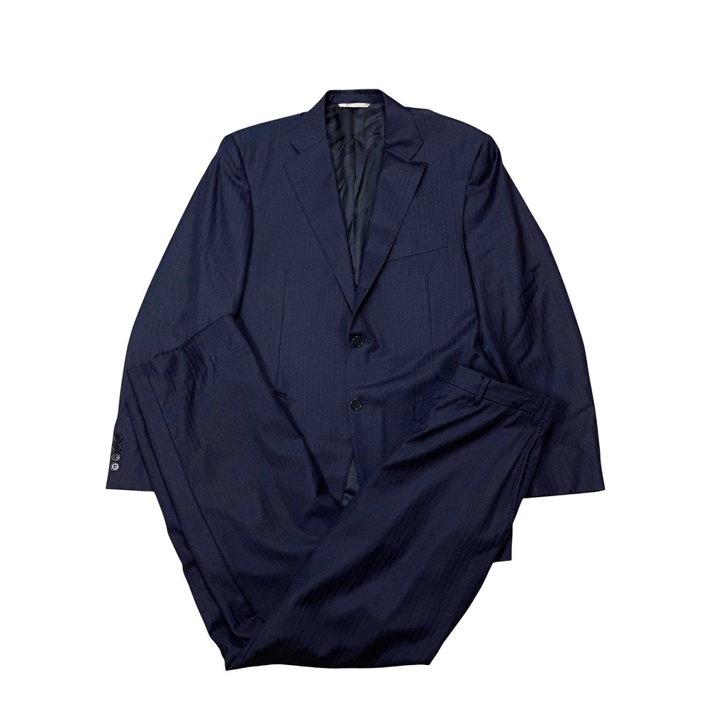 CANALI Model 13290/37 Striped‎ Blue Suit Jacket And Pants Size 37 50 7 R Italy
